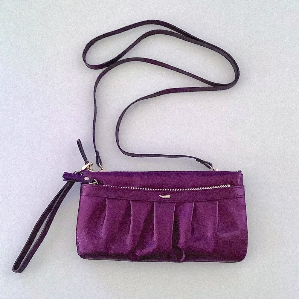 Convertible Travel Bag Italian Leather Crossbody 52” Strap Wristlet New Vintage
